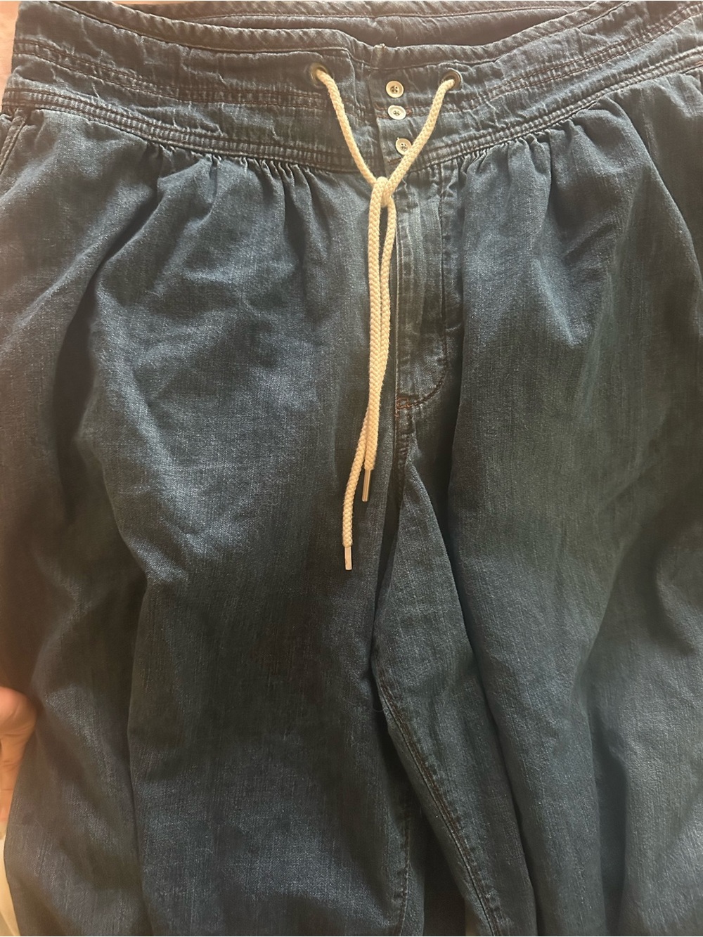 Anthro PILCRO Blue Denim Balloon Jeans Pant Jogger Tie Waist SZ Large Exc Cond - Picture 3 of 10